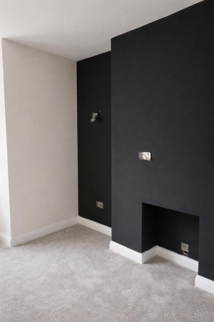 High-end matte black feature wall painting in West London property
