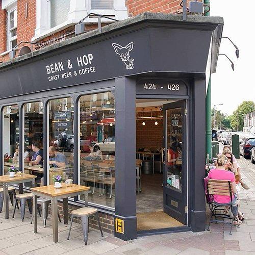Exterior of Bean & Hop coffee shop in Wimbledon before rebranding and decoration.